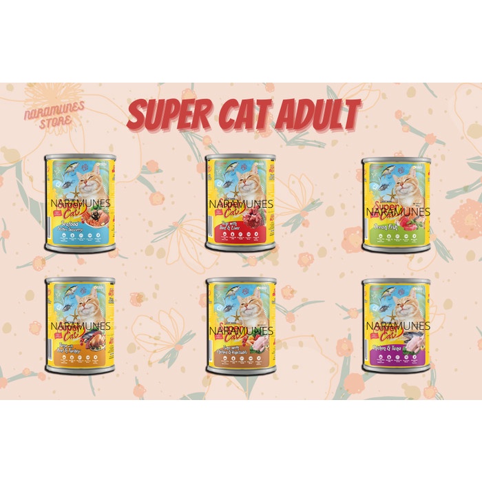 

Super Cat Adult Wed Food Kaleng 400Gr - Makanan Kucing - Makanan Basah