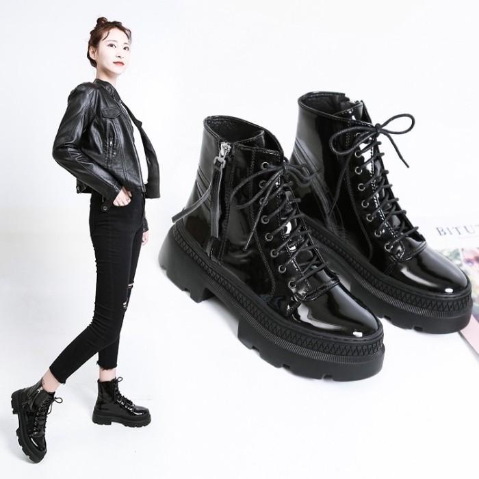 Terlaris Bt53 Sepatu Boots Import Wanita Korea British Martin Inggris Original