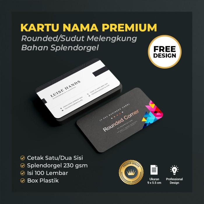 Desain Cetak Kartu Nama Premium Sudut Melengkung L Bahan Splendorgel