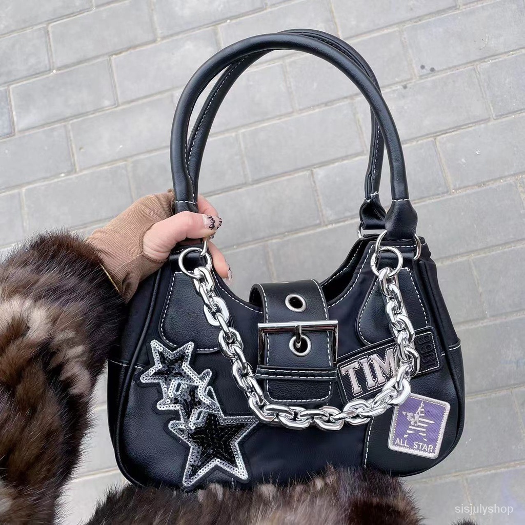 [✅BISA COD] #Sisjuly# Tas bahu y2k wanita / tas tangan rantai bintang antik selempang wanita
