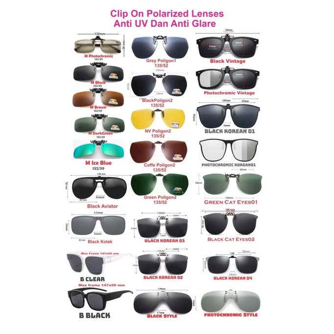 Kacamata Clip ons/Klip on Polarized Flip up
