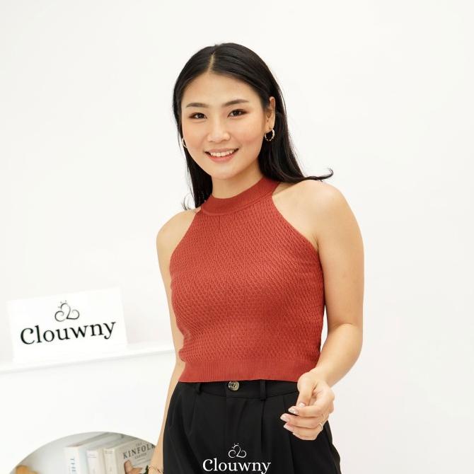 CLOUWNY - Tanktop Rajut Wanita Nerika Halter Tanktop Premium Knitt