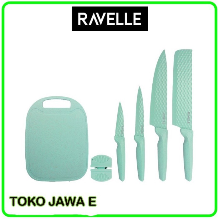 Ravelle Pisau Set Like Stein/Ravelle Knife + Talenan - Emerald Green