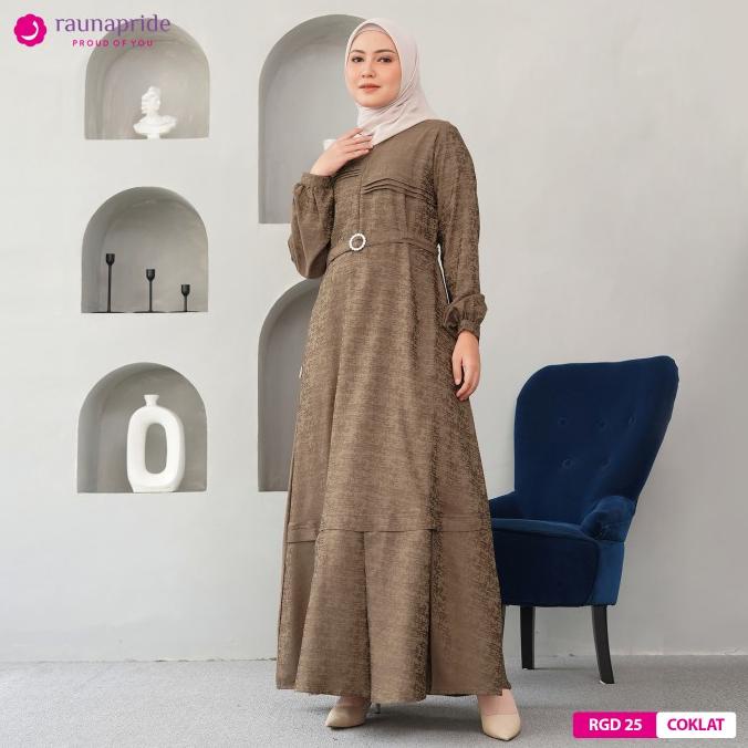 Rauna - Baju Muslim - Gamis Dewasa 25 Coklat