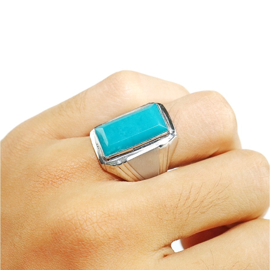 Natural Bacan Doko Majiko Blue dan Bacan Palamea Ring Monel Octagon Terbaru