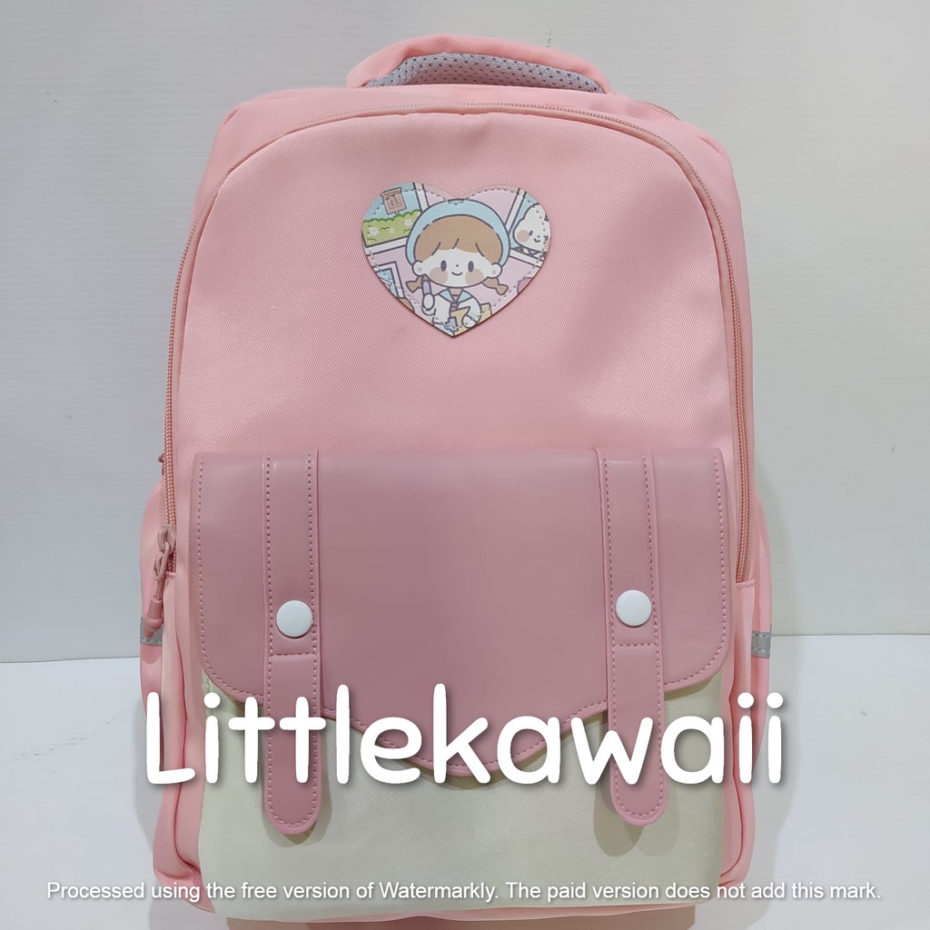 LK/Tas Ransel Laptop Backpack Parasut Sekolah Fashion Anak Remaja Shy Fly To You Cool Flower Gantungan Import