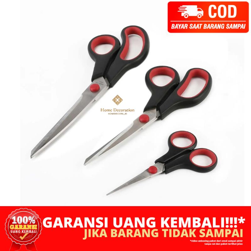 

(HOMEDECORA_ID) BERGARANSI COMFORTABLE HANDGRIP SCISSOR ALL VARIAN GUNTING HITAM POLOS BESAR SEDANG KECIL DENGAN LUBANG PEGANGAN JARI JEMPOL NYAMAN EMPUK AWET UNTUK PACKING TOKO BUKU PERALATAN KANTOR ATK JAMBI