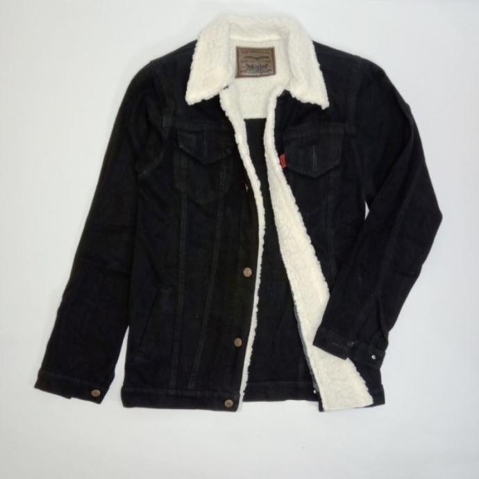 Jaket Jeans Bulu Sherpa / Jaket Denim Bulu Sherpa Pria Wanita