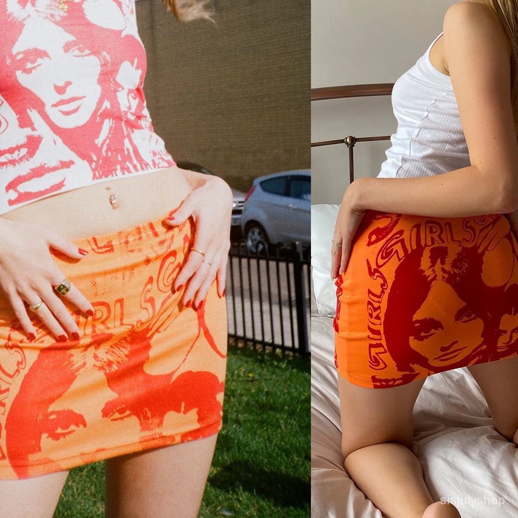 [✅BISA COD] #Sisjuly# Rok Y2K wanita / rok bungkus cetak potret / rok rock untuk wanita