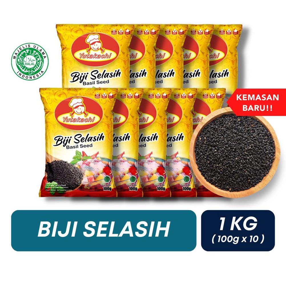 

Biji Selasih Kemasan Renteng 100gr x 10pcs / Selasih Super 1Kg Yutakachi / Basil Seed / Pusat Bumbu Best Seller