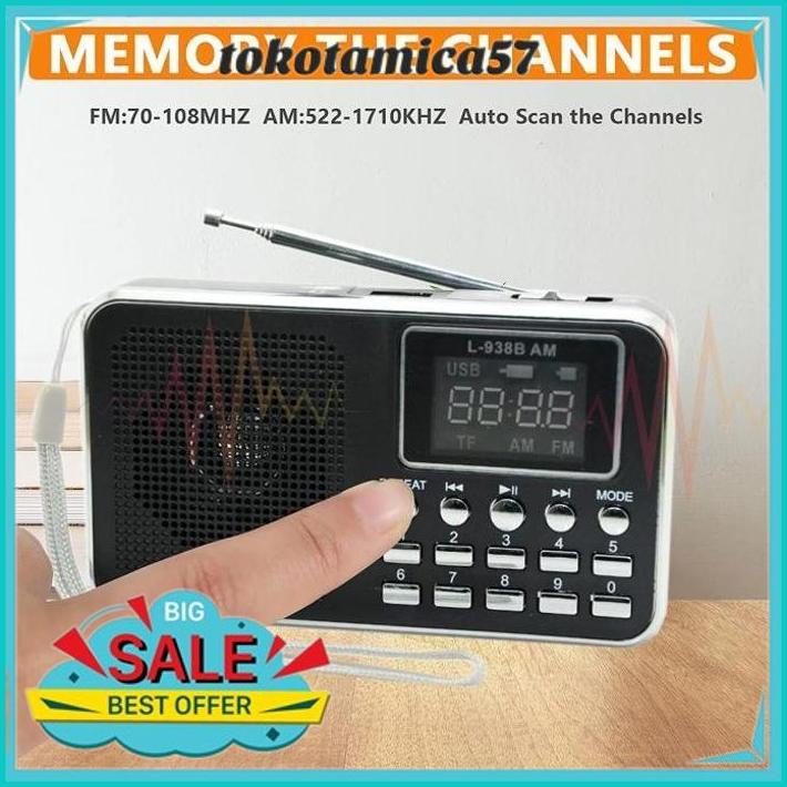 MINI SPEAKER RADIO DIGITAL LCD L-938B AM FM MP3 MICROSD TF FD PLAYER ONGKIR NOL