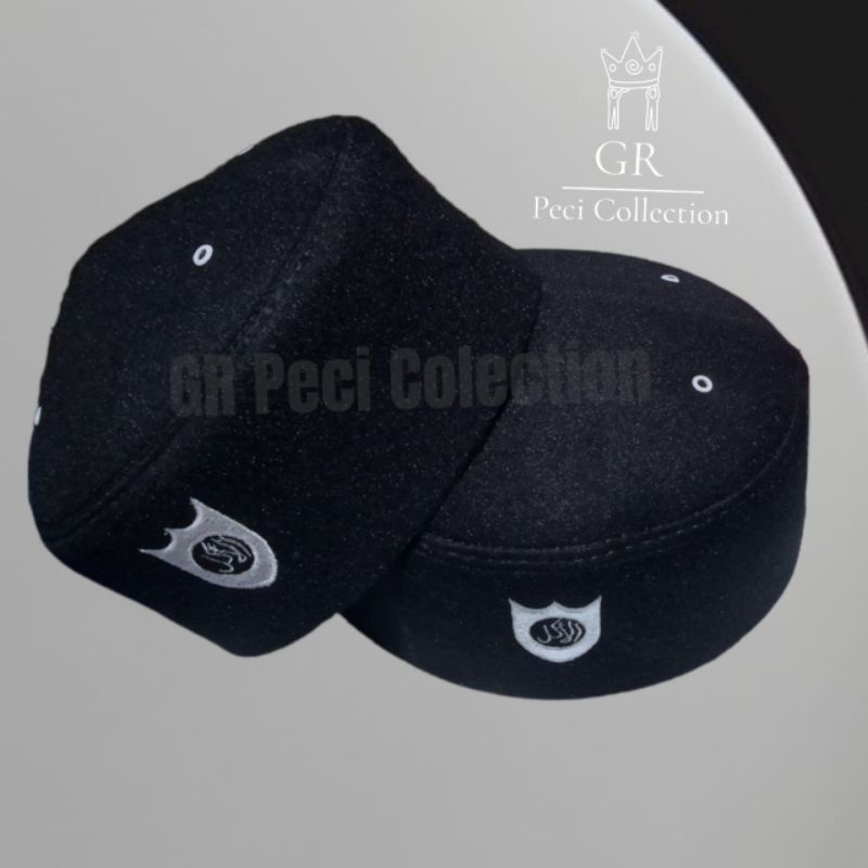 SPESIAL PECI KOPIAH SONGKOK HITAM UJE LOGO BORDIR / PECI UJE SOLMED LOGO TERLARIS