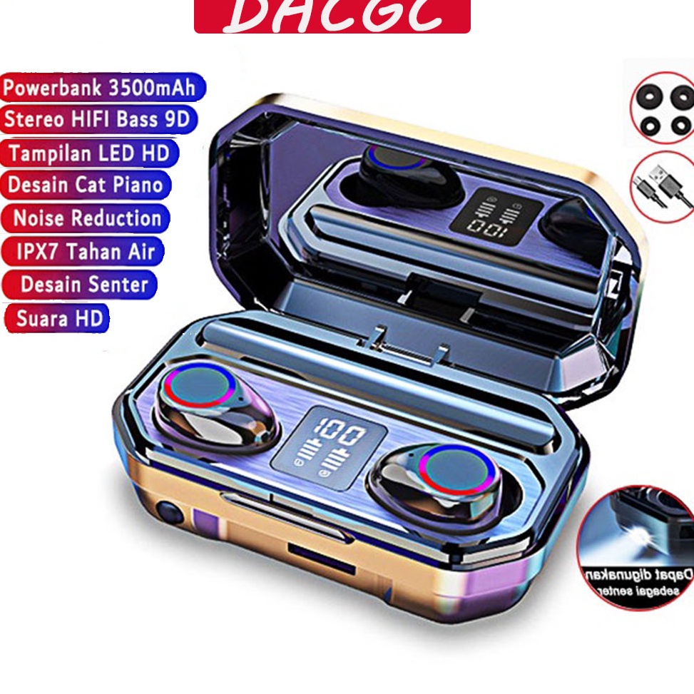 6.6 MALL （COD）TWS M12 Headset Bluetooth earphone Bluetooth Full Bass 3500mah Power Bank Dengan Sente