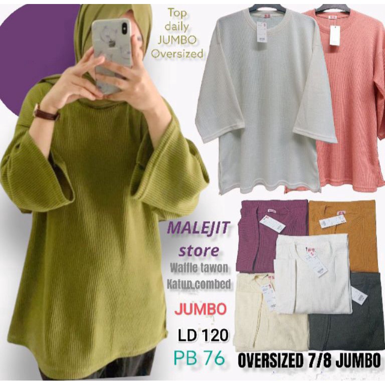 MURAH BANGET [COD] NEW TOP- OVERSIZED (UNQ) WAFFLE COMBED-OVZ RIB SUPER PREMIUM √√KAOS WANITA PHENOM