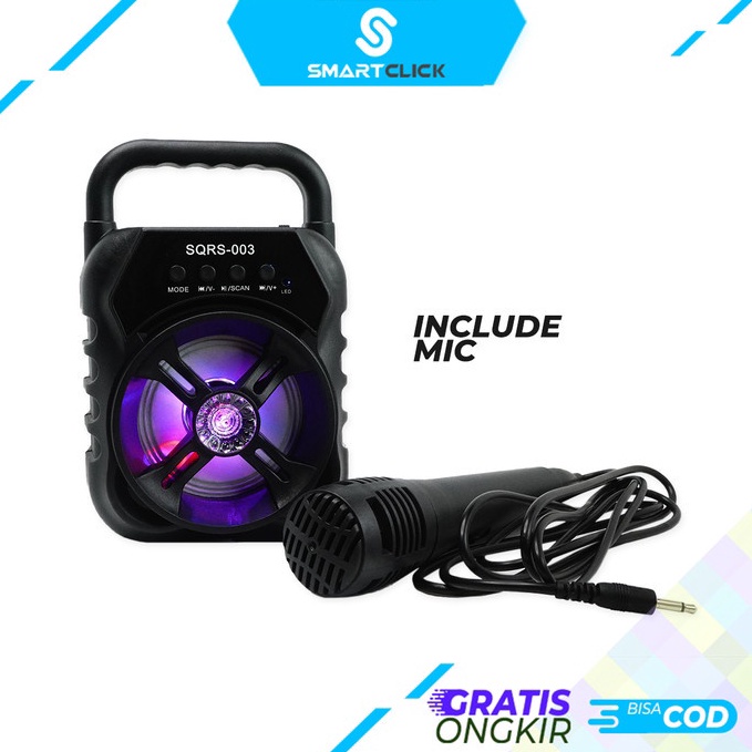 CHEKOUT SPEAKER BLUETOOTH SUPER BASS 3 INCH FREE MIC KARAOKE FM SQRS 003