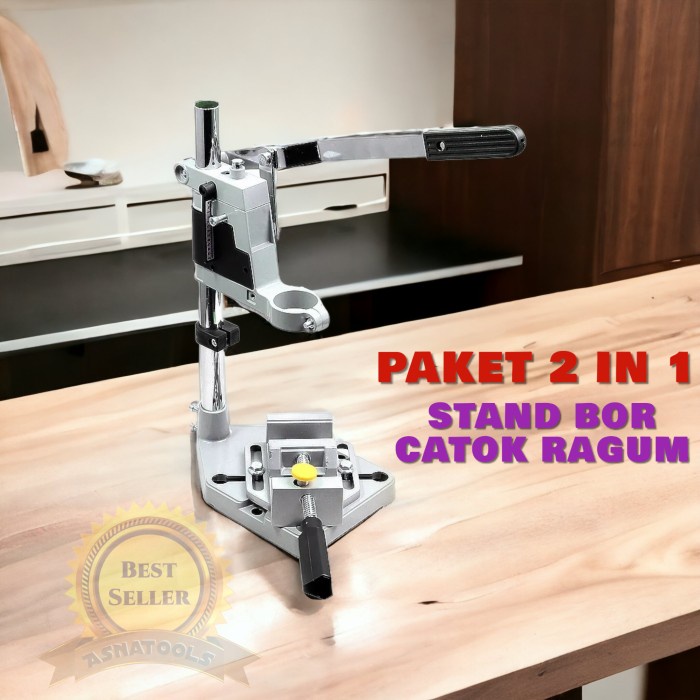 Terlaris Paket Stand Drill / Dudukan Bor Tangan + Drill Press Vice Clamp