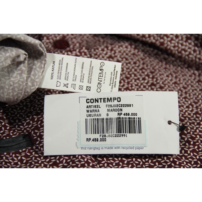 Kemeja Casual Pria Contempo Reguler Motif Merah Bintik Bunga