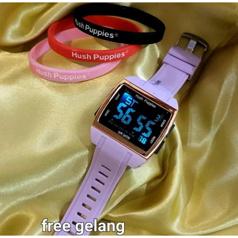 Big Sale! Jam Tangan Hush Puppies Free Gelang Random Terlaris Digital Pria Wanita Kasual Tahan Air Berenang