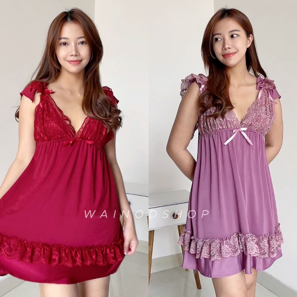 Termurah| WAINODSHOP - CLAIRE TUILE & SPANDEKS lingerie dress S-6XL