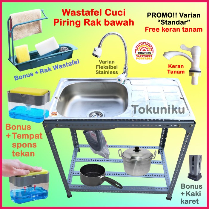 Wastafel Portable Bak Cuci Tangan Portable Tempat Cuci Piring Panjang