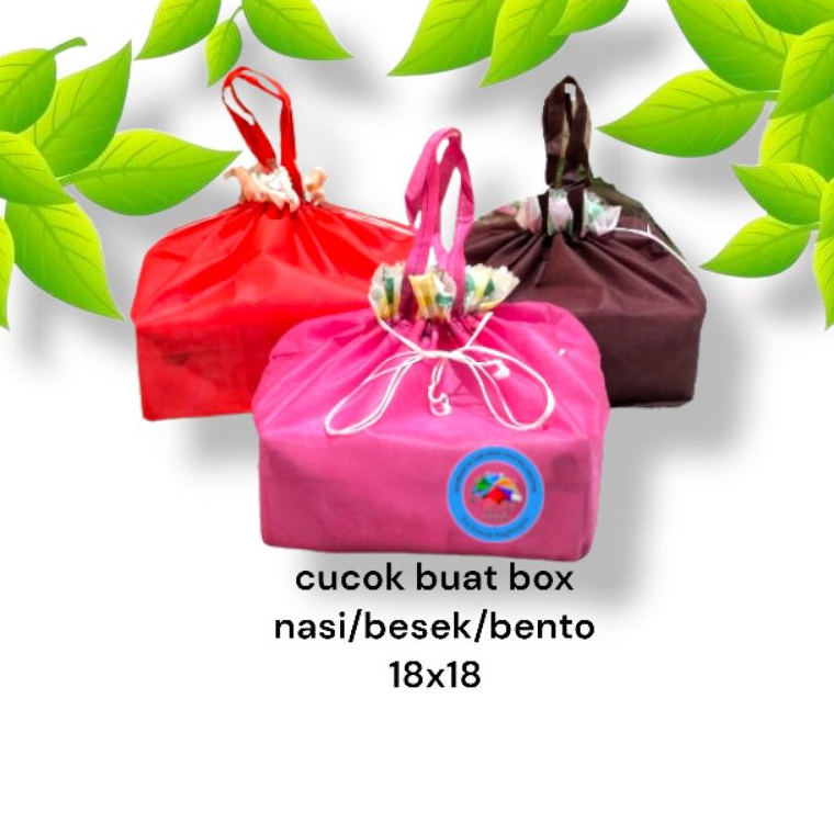 ANR.16Jn23ғ • Spunbond Dus Kotak Nasi/Besek/KotakBento - Tas Serut 18x18 (12pcs)