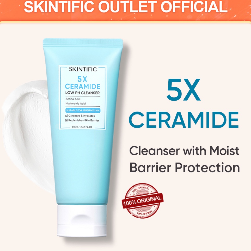 [D♪AA.㊛) 【Skintific Outlet Official】BPOM SKINTIFIC 5X Ceramide Low pH Facial Cleanser 80g Skincare Gentle Cleanser Facial wash Kulit Sensitif 5X Ceramide siapp.dikirim