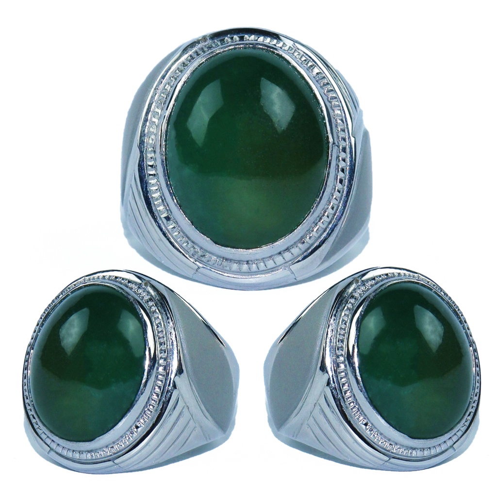 Cincin Monel Doff Natural Chrome Calchedony Ijo Botol Collector Item