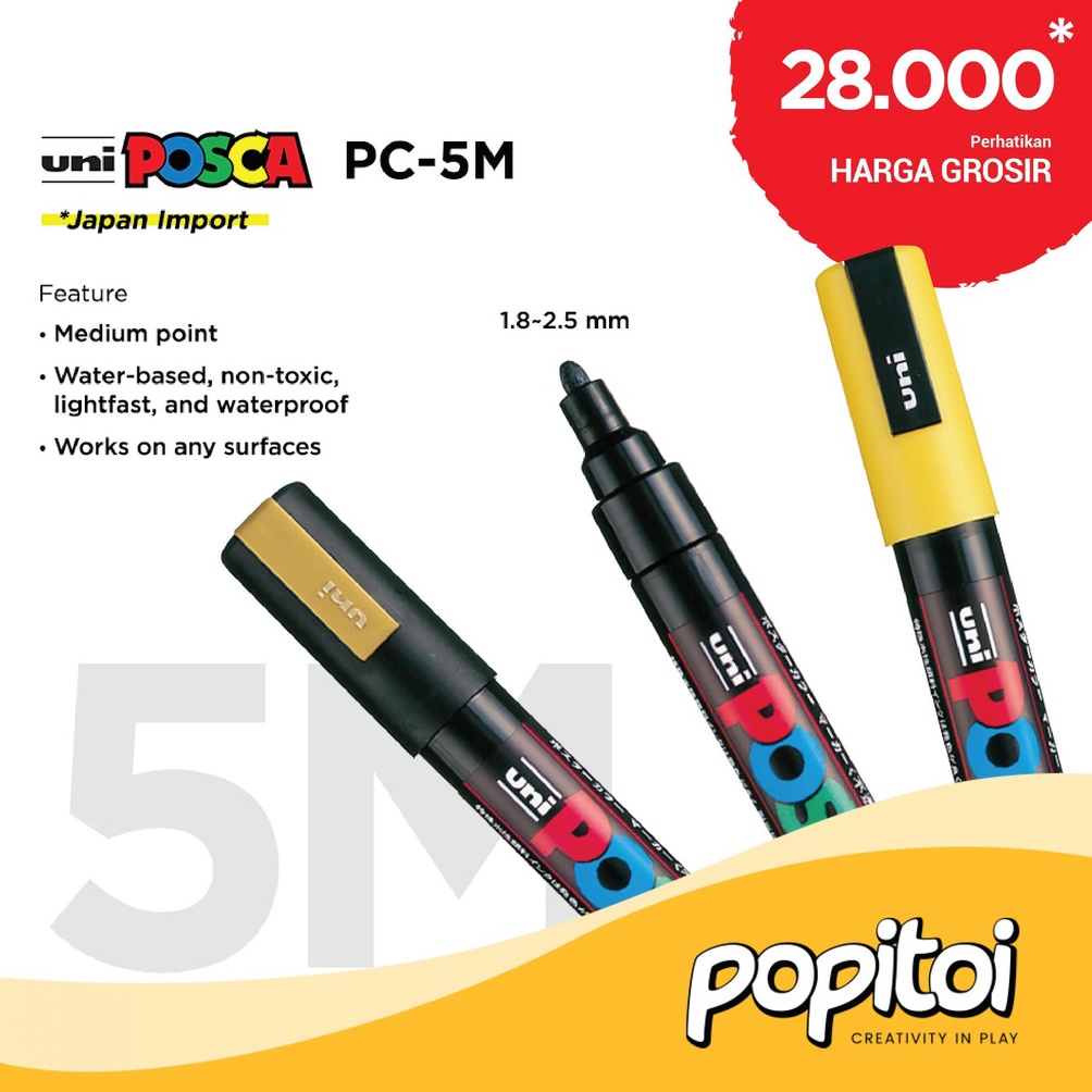 

9.9 Terlaris UNI POSCA PC-5M Paint Marker (Medium Point) Spidol warna warni PC 5M PC5M