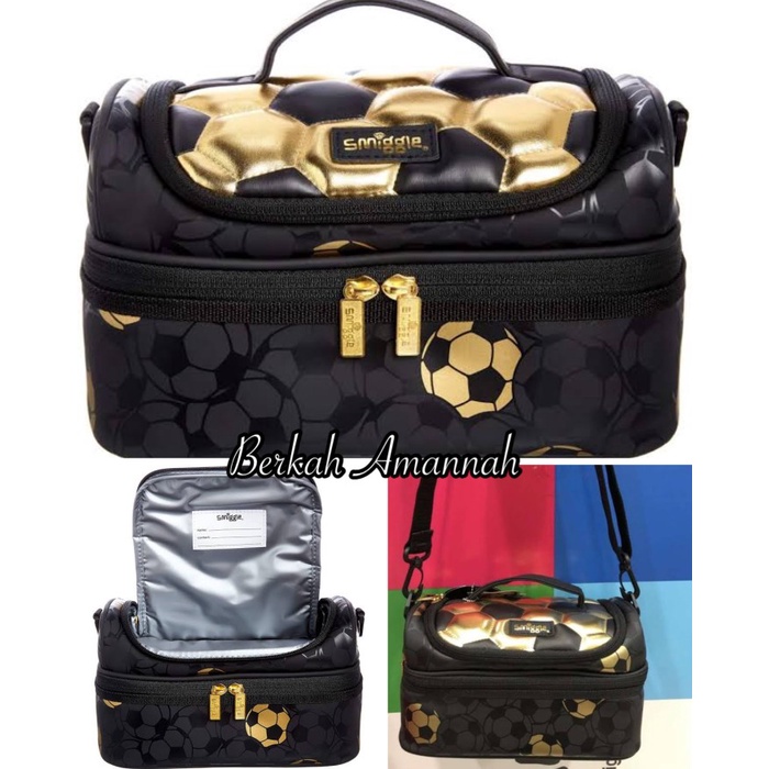 smiggle Double Decker Lunchbox soccer gold/smiggle original new