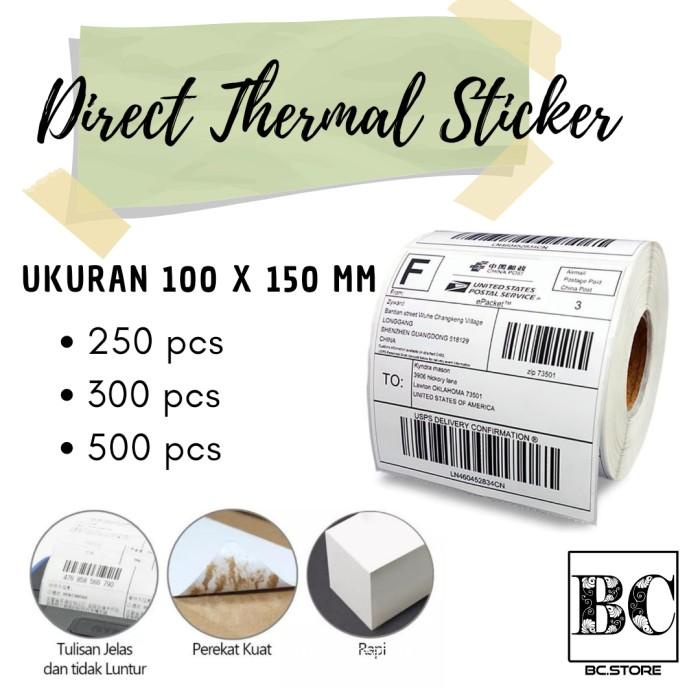 

Terlaris Kertas Thermal/Label Sticker Thermal 100 X 150Mm Barcode Uk A6 250 Pcs