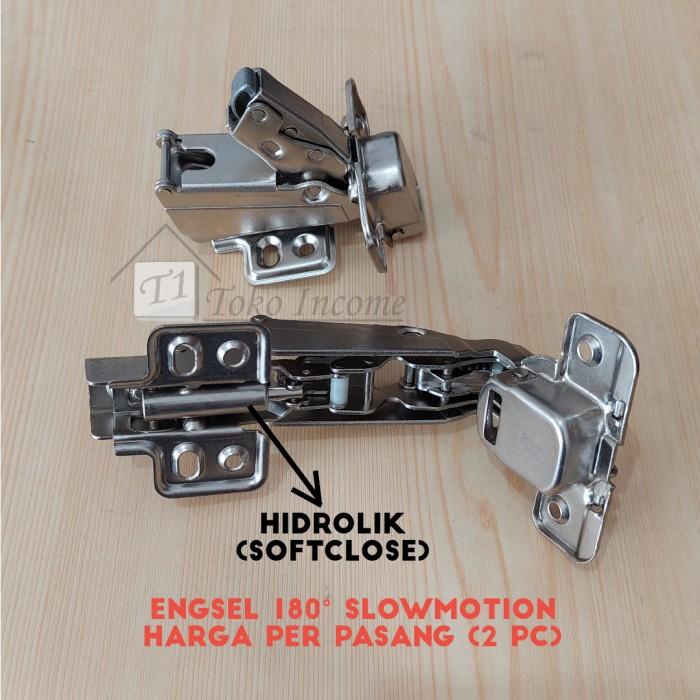 Terlaris Engsel Kodok / Buaya 180 Derajat Slow Soft Close Sudut Bifold Hidrolik