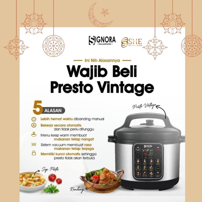 Terlaris Panci Presto Listrik Signora Vintage 5 L