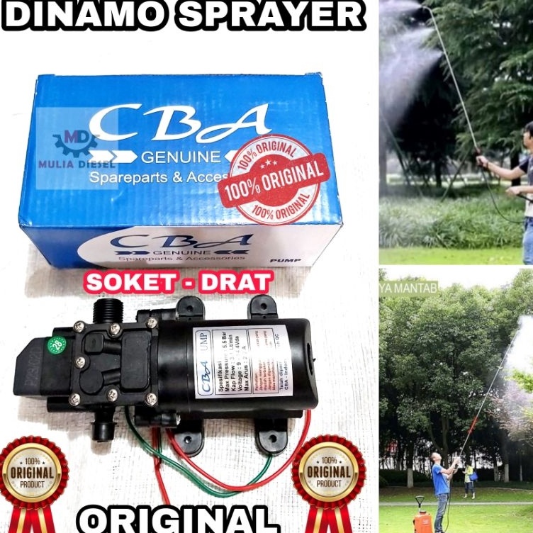 Pompa Dinamo Pump Sprayer Aki CBA Elektrik DC 12 V 2.5 - 3.5 A ( Soket - Drat ) ( Soket - Soket ) [KODE H4D1]