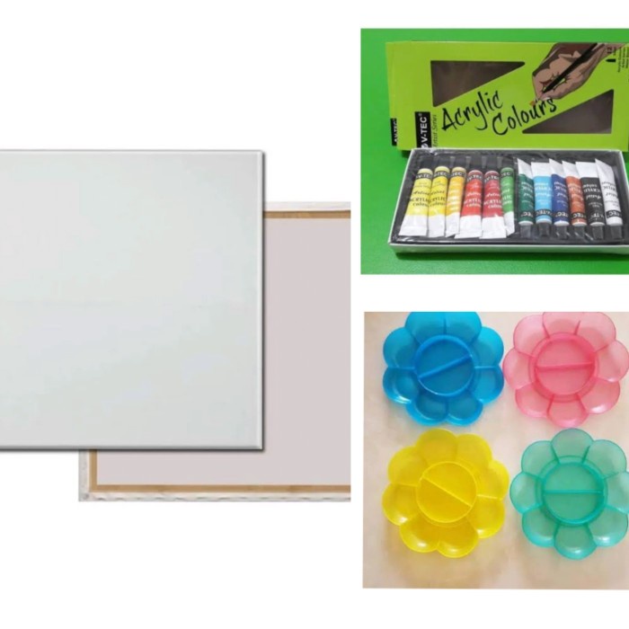 

Paket Kanvas Lukis 20X20 ( Canvas+Cat Acrylic+Palet)