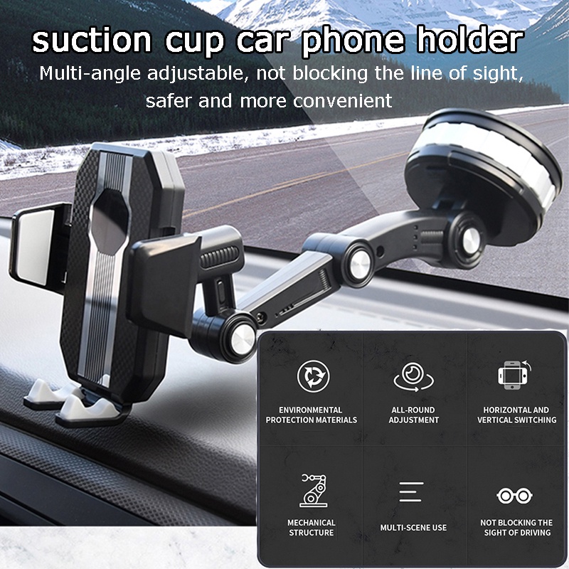 4in1 Car Phone Holder HP Mobil Universal Handphone Dashboard Alat Pengangga Hp di Mobil Kaca Penjepit HP Mobil Dudukan hp Meja Lemari Bisa Potrait Landscap