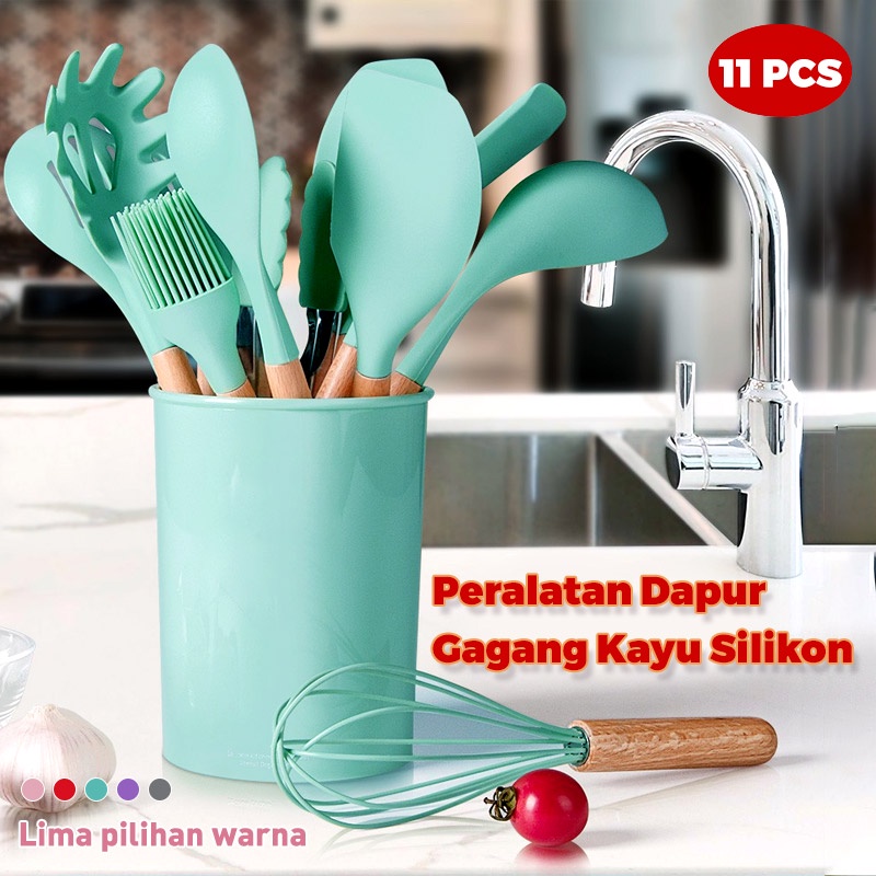 Holiven Spatula kitchen set Silikon Utensils 11 in 1 Tahan panas