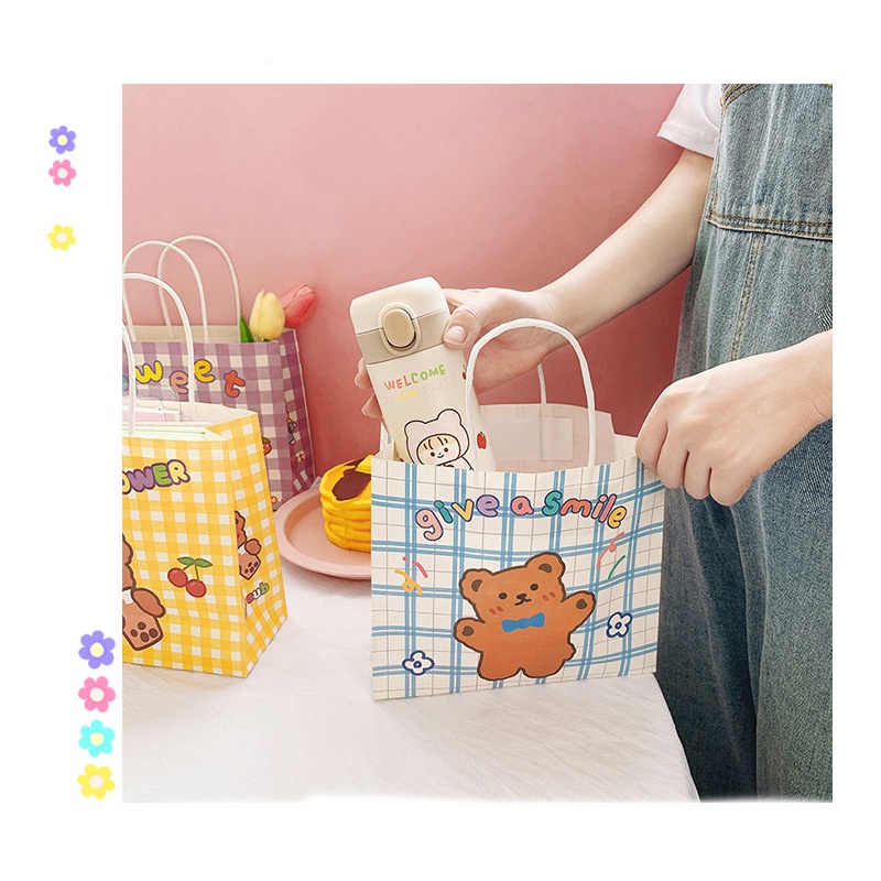 Holiven Ins Kartun Tas Hadiah Lucu Tas Jinjing Kertas Kapasitas Besar Tas Penyimpanan Hadiah