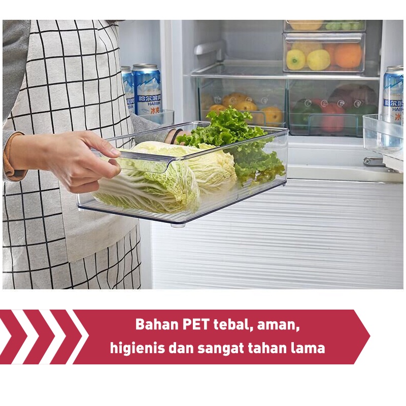 Holiven Kotak penyimpanan makanan kulkas PET berkapasitas besar