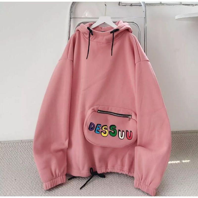 DESSUU HOODIE JACKET TALI KERUT BAWAH OVERSIZE | JACKET HOODIE OVERSIZE WANITA KOREAN STYLE | SWEATSHIRT HOODIE KOREA