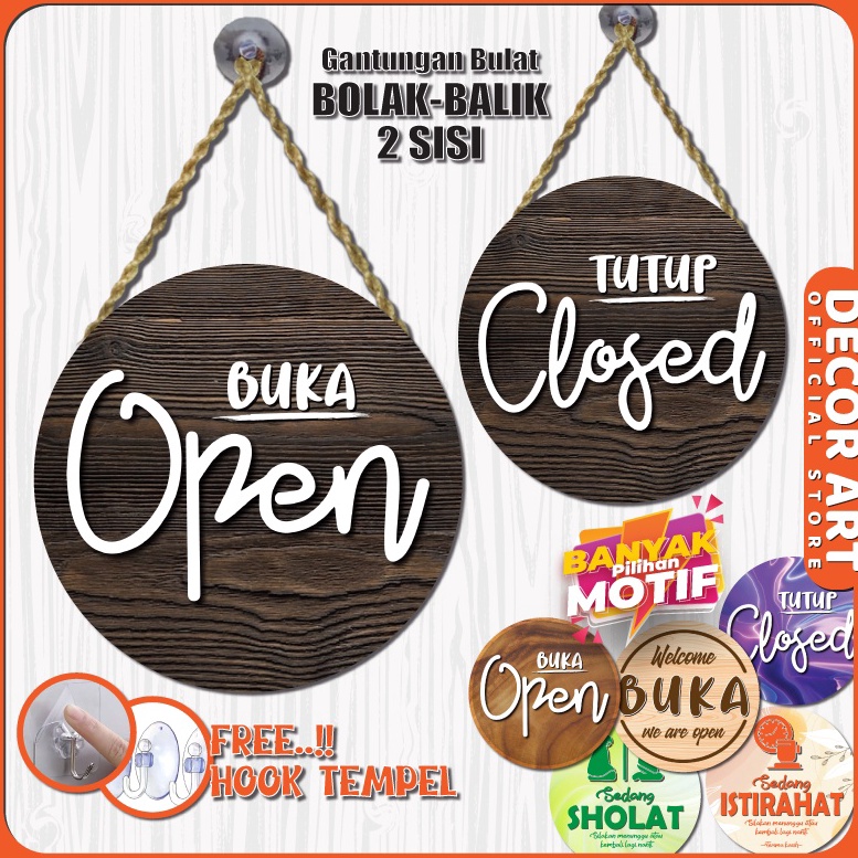 

➙ DecorArt - Papan Gantung Bolak Balik Buka Tutup Toko Open Close Sign Bentuk Bulat (Kode: BOLAT) hkcvn