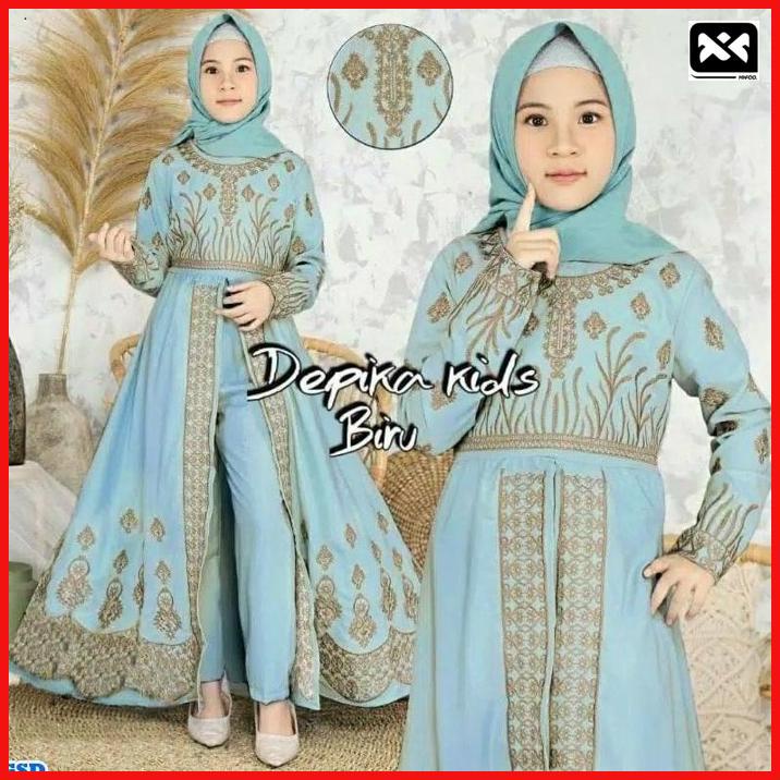 Ready Depika Kids/ Gamis Anak Syari /Long Dress Muslim Anak Perempuan Motif Bordir Best Seller Terlaris