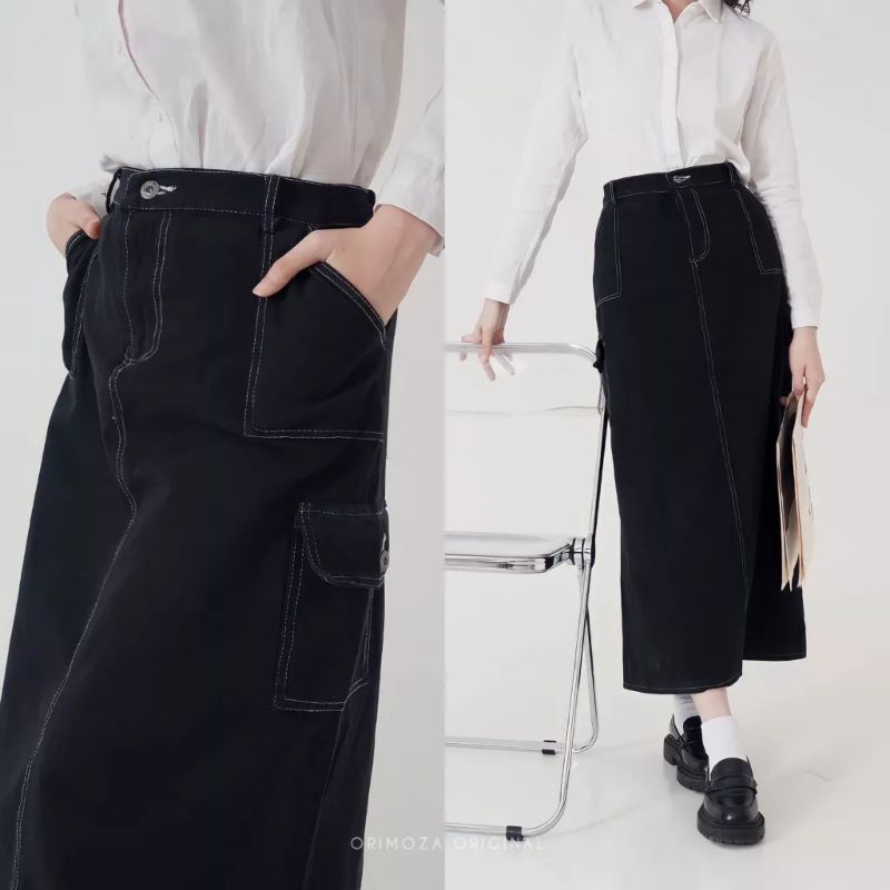 Tamstore Rok Cargo List Skirt Jeans Denim