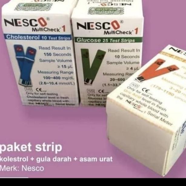 Promo Paket lengkap strip Nesco gula darah / kolesterol / strip asam urat