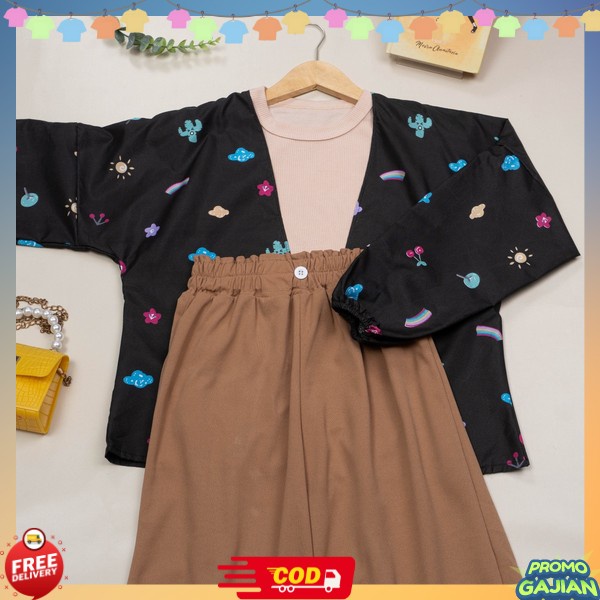 2In1 Midi Dres Atasan Cewek Hanna Set / Setelan Cewek Muslimah Pakaian Lebaran Korean Style Baju Mus