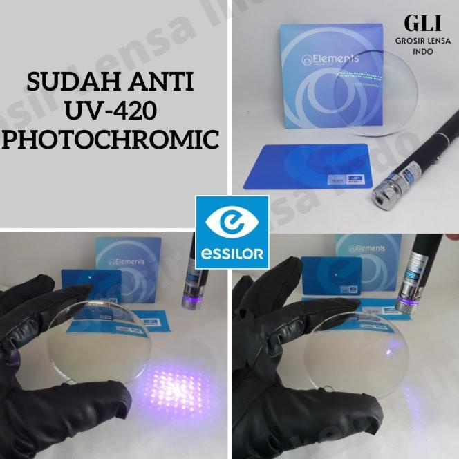 Lensa Essilor Elements Photocromic Anti Blueray Grey 1.6