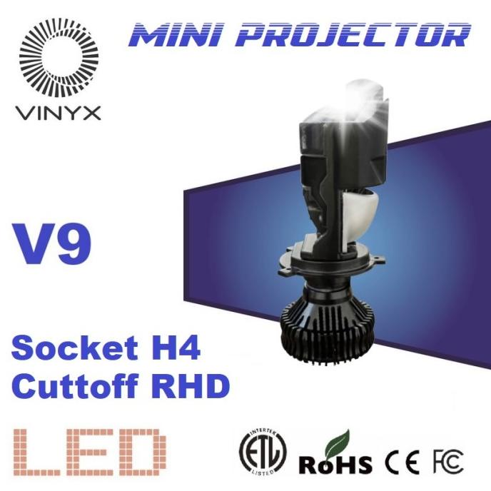 Lampu LED VINYX V9 Projie H4 Mini Projector Lens Lensa Mobil Motor