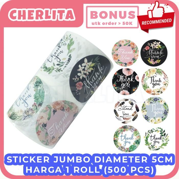 

Penjolo 500 Pcs Sticker Thank You 5Cm Bunga Terima Kasih Label Makanan Packing