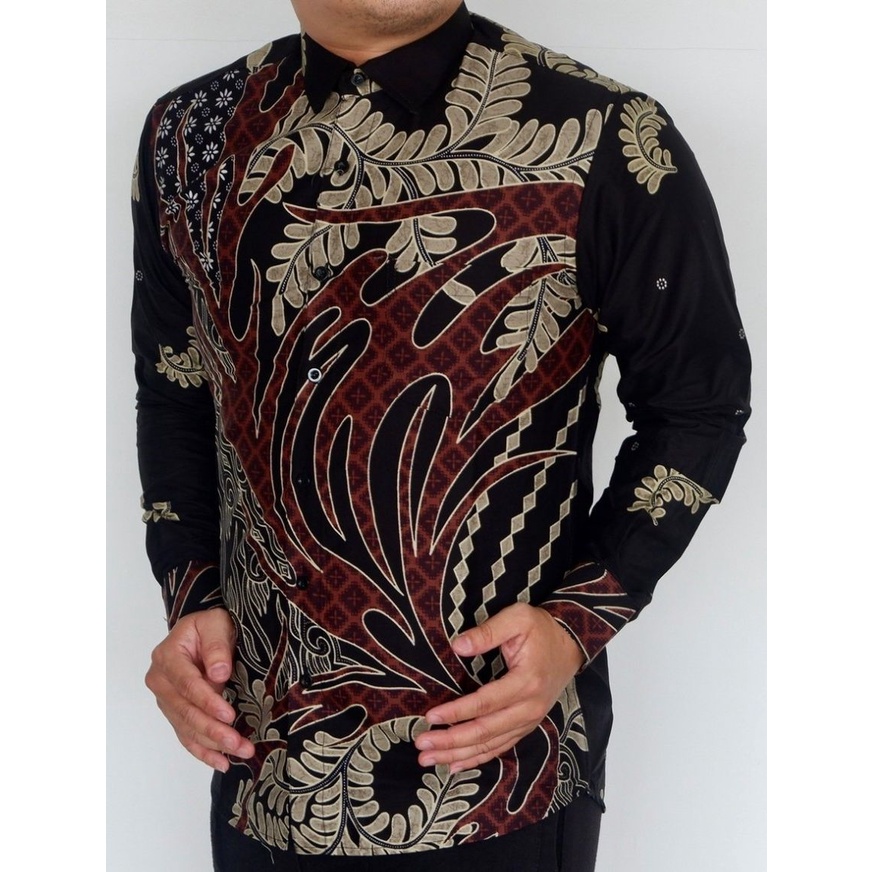 Baju Batik Pria Slimfit Kemeja Lengan Panjang Hem Slim Fit LBL 2123