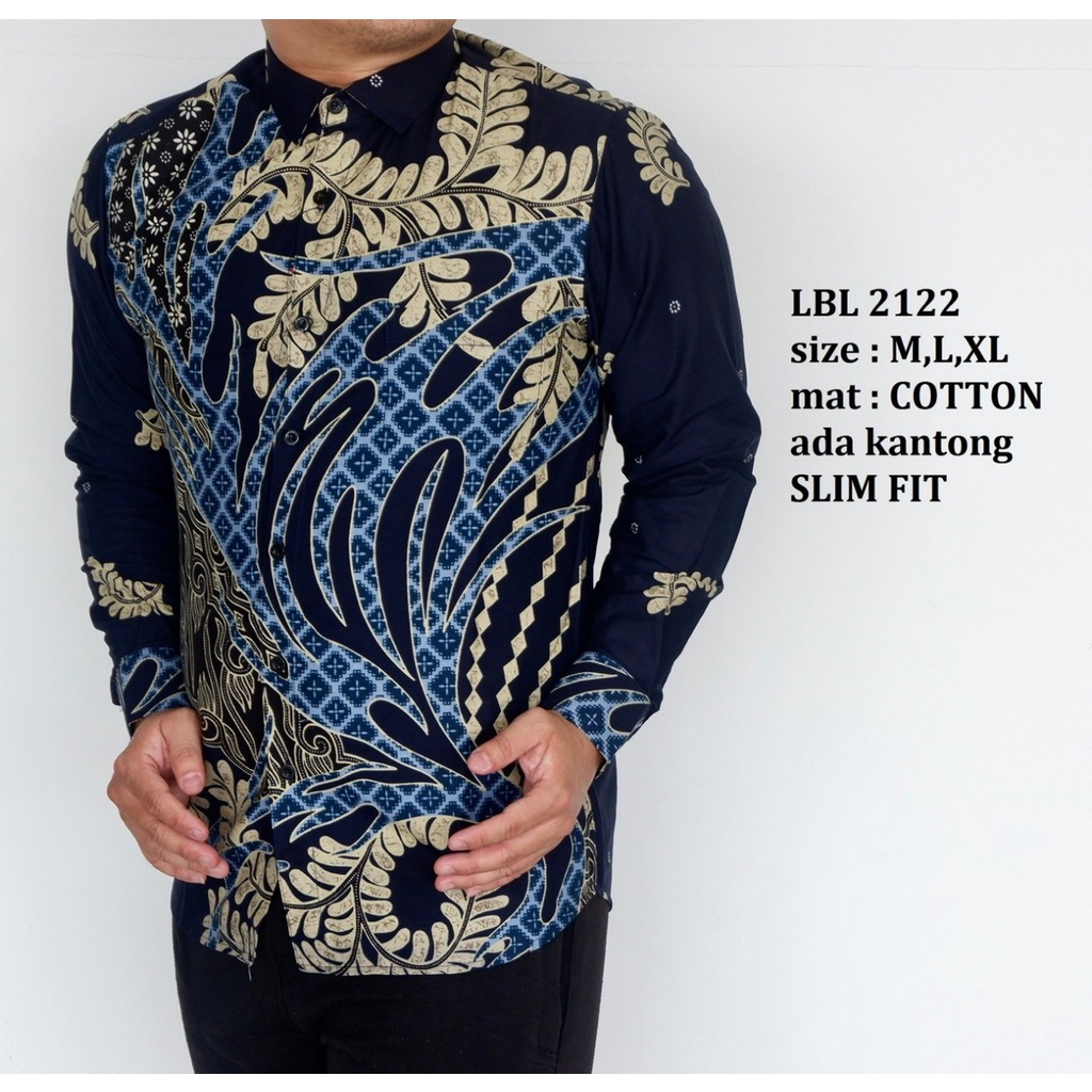 Baju Batik Pria Slimfit Kemeja Lengan Panjang Hem Slim Fit LBL 2122