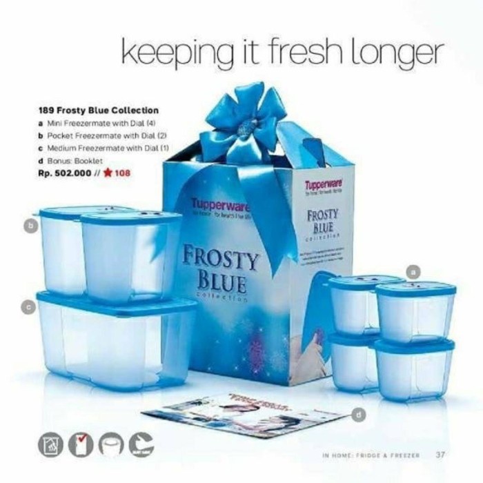 Octanita_Id- Tupperware Frosty Blue Collection Wadah Kulkas Set